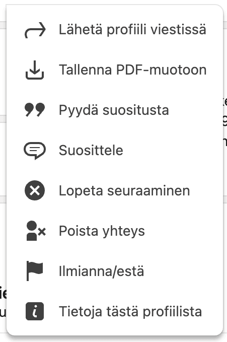 Suositukset LinkedInissä - Valikko | Punakynäpaholainen